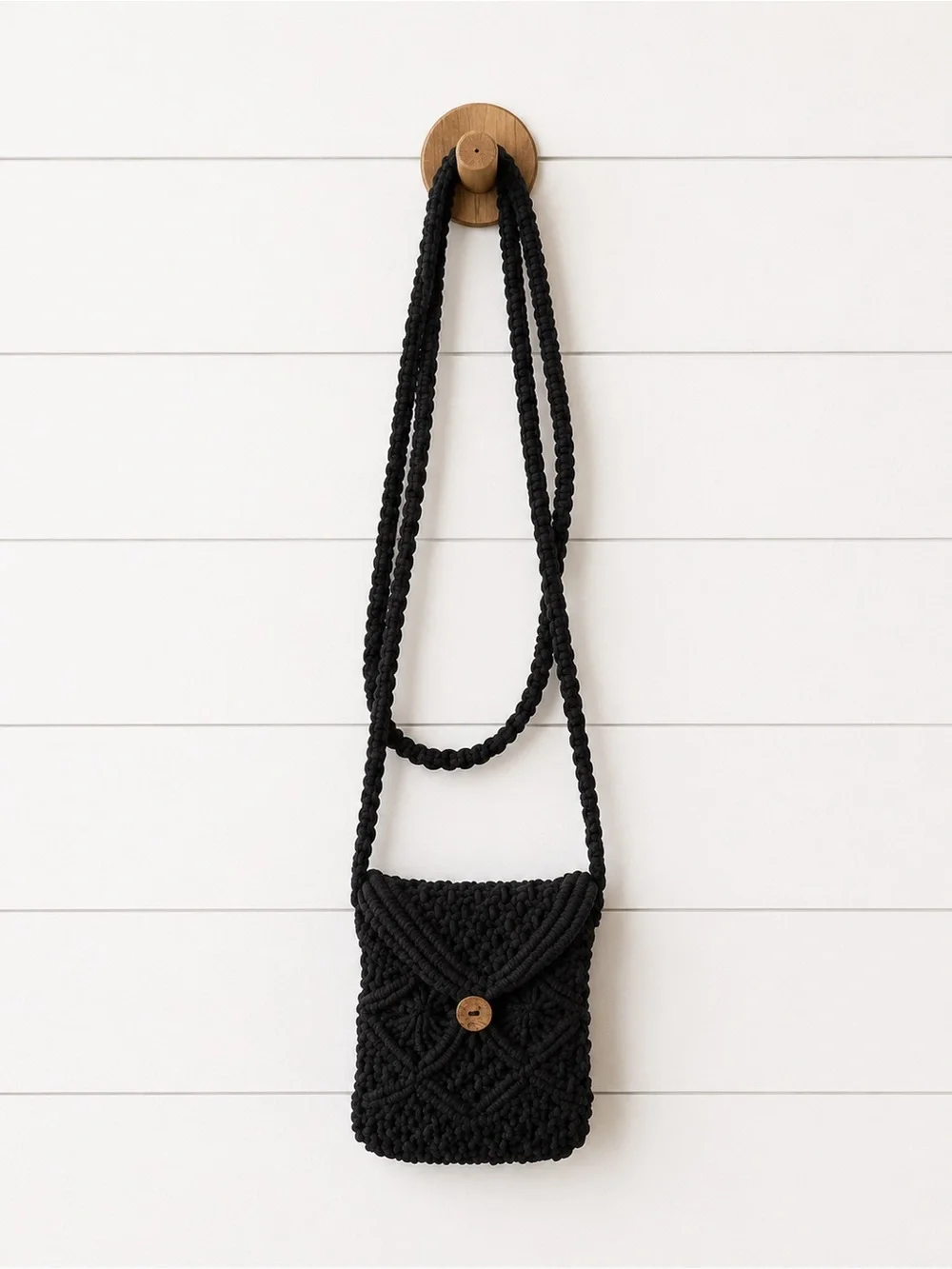 🖤 World Market Mini Black Macrame Crossbody Bag